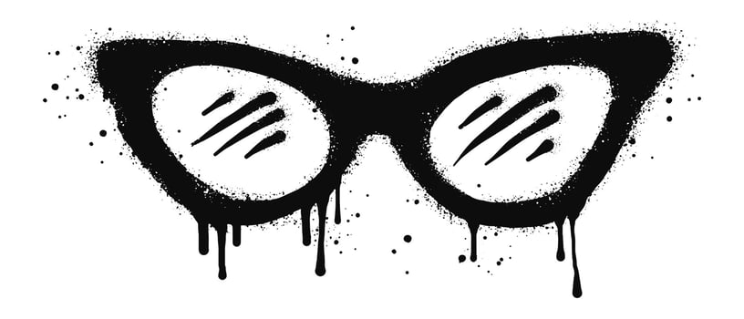 Spray painted graffiti of Glasses icon in black over white. isolated on white background vector