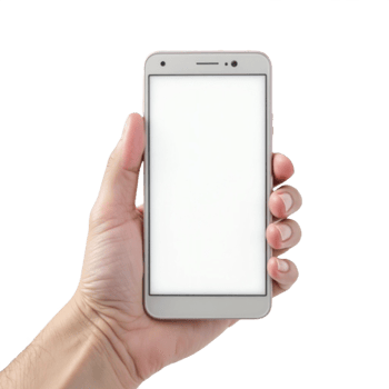 Hand holding smartphone with blank screen png