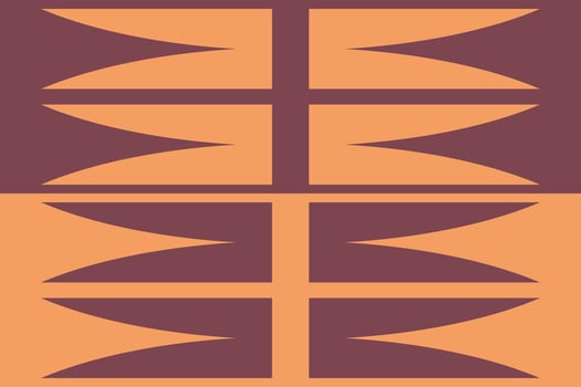 A purple and orange flag with four different shapes vector