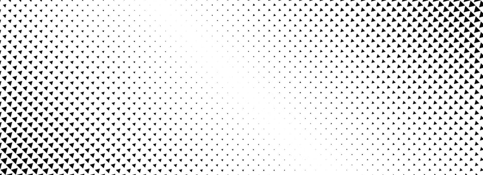 Fading triangle halftone texture gradient pattern. Abstract diagonal geometric background. Tech mosaic triangular halfton gradation. Vanishing corner arrow wallpaper for banner, booklet, poster vector