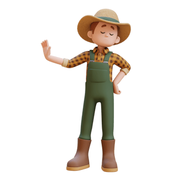 3D farmer character giving refuse and negative rejection gesture png
