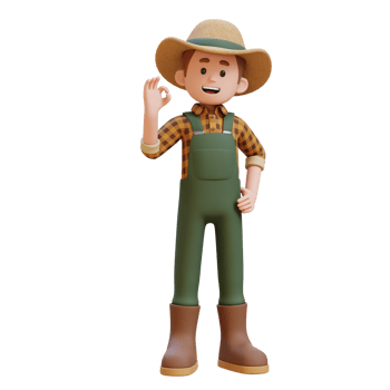 3D farmer character gives an okay hand sign png