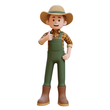 3D farmer character gives a thumbs up png