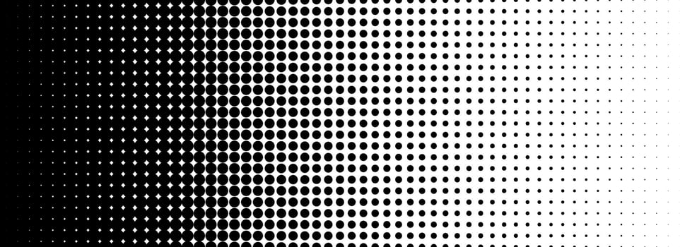 Dotted halftone gradient texture. Fading polka dot background. Repeated dots gradation pattern. Black vanishing comic pop art overlay backdrop. Halftone raster effect wallpaper vector