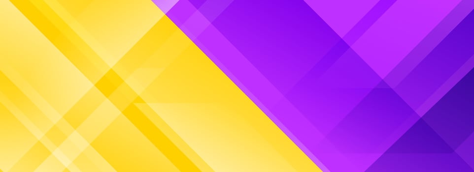 Bright sport game contest footer design. Colorful wide sporty versus banner concept for presentation, footer, header, poster, flyer. Abstract purple and yellow diagonal gradient background. vector