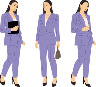 Stylish Female Executive Holding a Briefcase, Businesswoman holding bag. vector