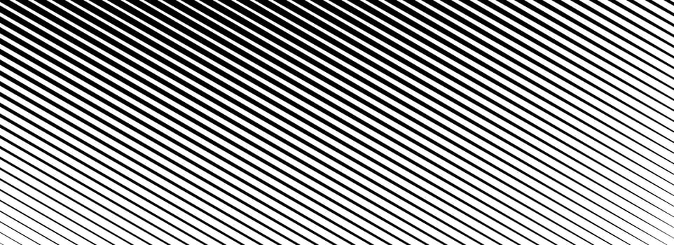 Diagonal thin line halftone gradation texture. Fading oblique stripe gradient background. Black slanted pattern backdrop. Vanishing parallel tilted stripe wallpaper for overlay, print, cover vector