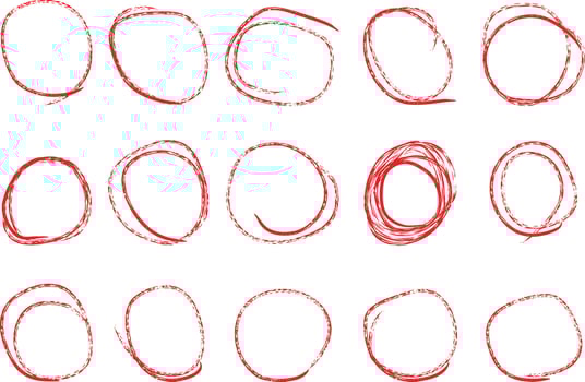 Red brush strokes circles hand vector
