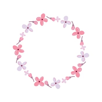 Delicate floral wreath in pastel tones. Perfect for wedding invitations, cards, and romantic designs. Soft spring mood in minimalist flat style. vector