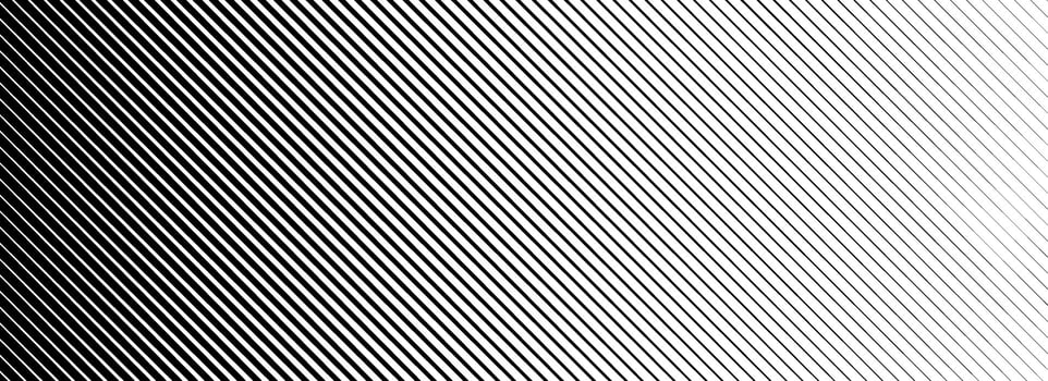 Slant line halftone gradation texture. Fading diagonal stripe gradient background. Black oblique pattern backdrop. Vanishing thin parallel line wallpaper for overlay, print, cover. vector