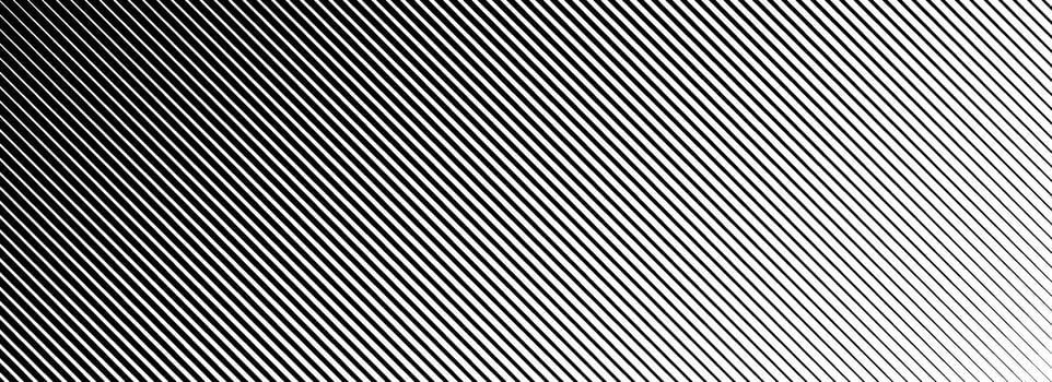 Oblique line halftone gradation texture. Fading diagonal stripe gradient background. Black slant lines pattern backdrop. Vanishing thin parallel stripes wallpaper for overlay, print, cover. vector