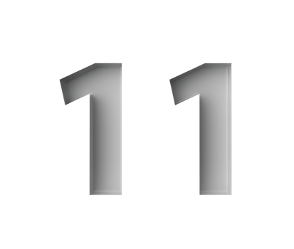 Sleek White Number 11 Eleven With A Subtle Shadow Embossed Into Grey Background 3D Illustration png