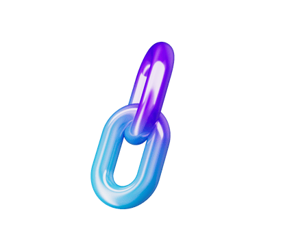 3D Chain link icon with blue and purple hues, one interlocked with the other. 3d illustration png