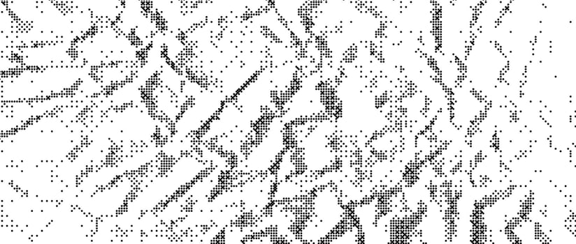 Pixelated grained wrinkled texture bitmap. Dither grunge crumpled background. Abstract dotted distressed overlay. Creasy halftone wallpaper. Retro comic pixel art backdrop. Rough effect vector