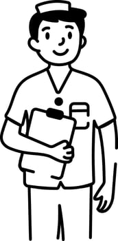 A doodle style icon showing medical assistant vector