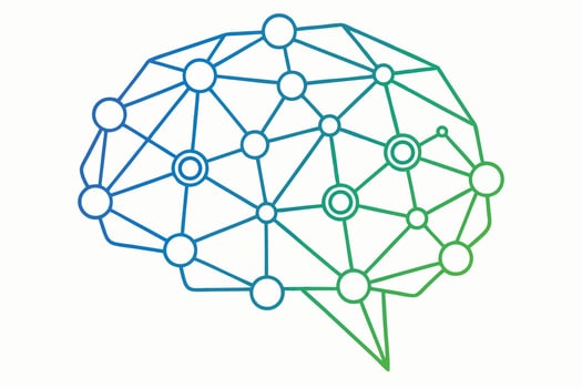 A brain with connected dots on it vector