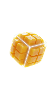 A cubed mango fruit with a modern geometric design isolated on transparent background png