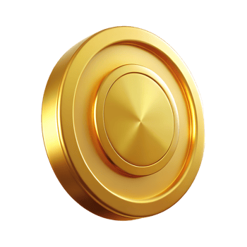 This detailed golden coin render, with its transparent background. png
