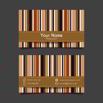 Business card brown vertical lines template vector