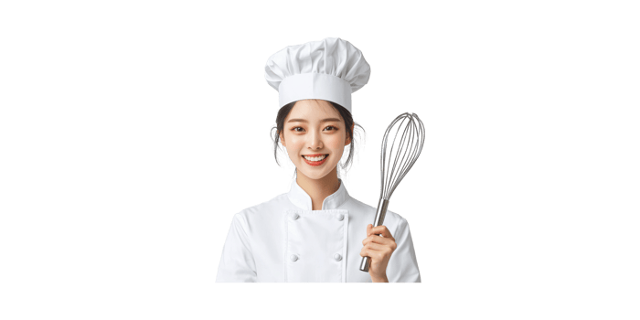 Smiling Female Chef Holding Whisk. Culinary Expertise And Professional Cooking Isolated On Transparent Background png