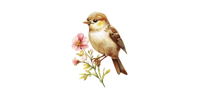 Watercolor Sparrow Flowering Branch. Nature And Artistic Beauty In Detailed Illustration Isolated On Transparent Background png