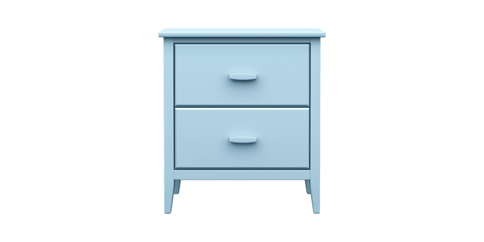 Light Blue Two-Drawer Nightstand. Modern Bedroom Furniture Design Isolated On Transparent Background png