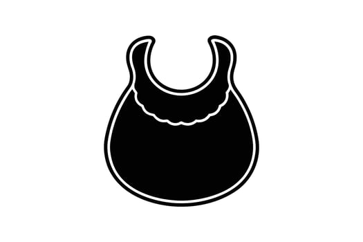 Simple Baby Bib Icon with Scalloped Edge Design Depicted in a Clean Black and White Silhouette baby bib shown silhouette style The design vector