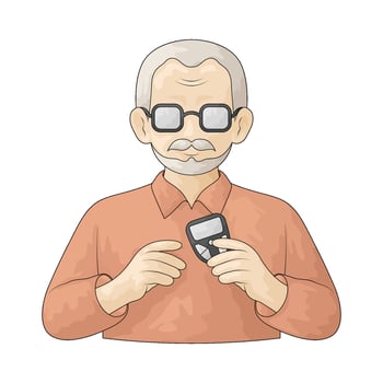 Elderly Man using Glucometer vector