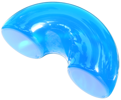 Blue half ring 3D gummy candy abstract shape png