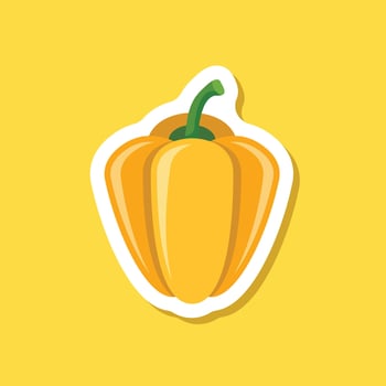 A yellow pepper sticker on a yellow background vector