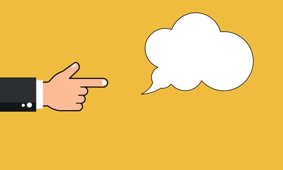A businessman's hand pointing to an idea vector