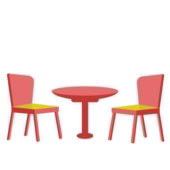 Dining table and chairs. Home furniture vector