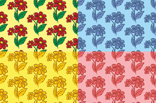 Set seamless backgrounds with flowers. vector