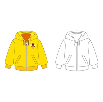 Cartoon Coloring Art Yellow Jacket Simple Design Icon Digital vector
