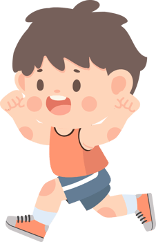A cartoon boy running with his arms outstretched png