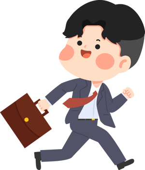 Businessman running go to work png