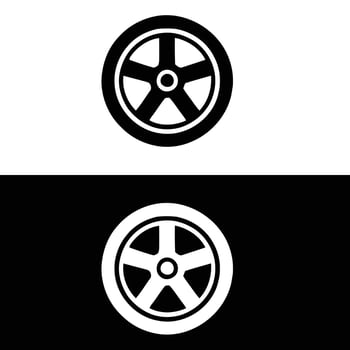 Two black and white images of a wheel vector