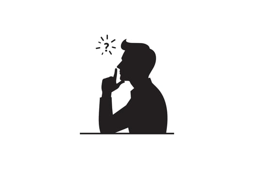 A silhouette of a man with a question mark on his head vector