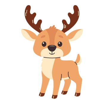 Deer, front view. Hand drawn flat illustration isolated on white background vector