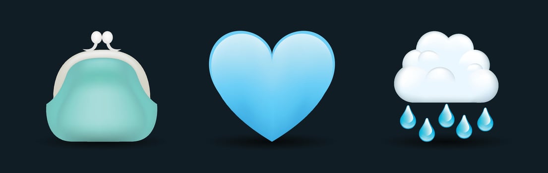 Purse, heart, and cloud icons vector