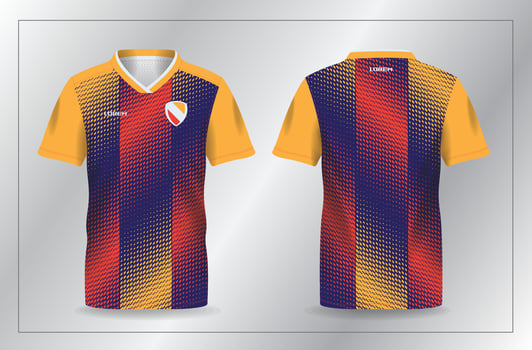 Colorful soccer jersey front and back view vector