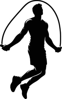 Athletic man jumping rope for fitness and cardio workout vector
