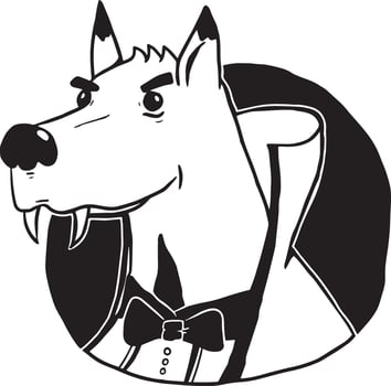 A cartoon dog wearing a bow tie and a tie vector