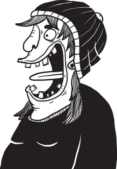 A cartoon man with a hat and a big mouth vector