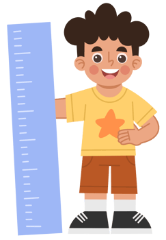 Illustration of a Happy Child Measuring with a Ruler png