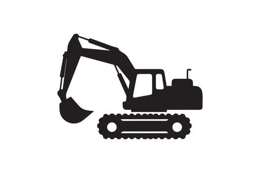 A black and white silhouette of excavator vector