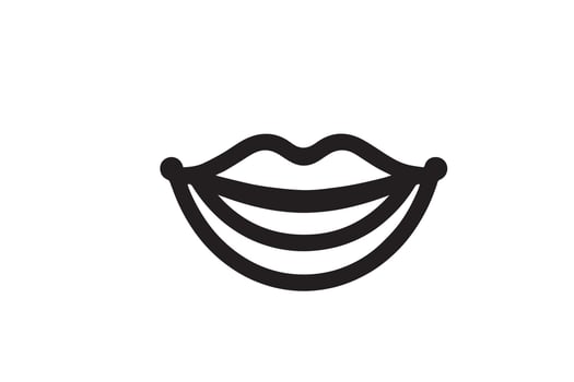 A black and white illustration of a mouth vector