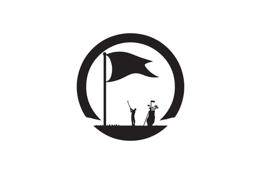 The logo for the golf tournament is black and white vector