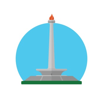 The Monas monument is a white tower with a golden flame on top vector