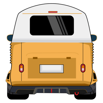 Illustration of a Old Yellow Car van Back View png